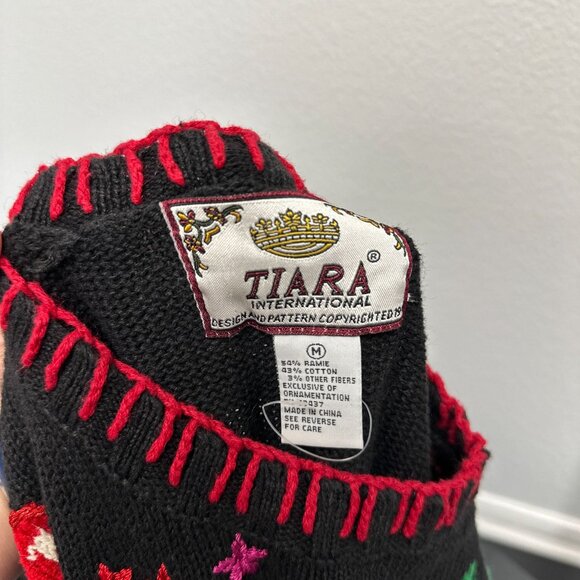 Vtg Y2k Happy New Year 2000 Cardigan Sweater Medium Ugly Xmas Knit Womens - Picture 2 of 6